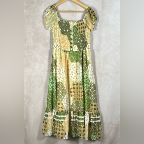 Her Destiny Bohemian Floral Print Maxi Dress Tiered Cottagecore Milkmaid Small - Picture 1 of 14